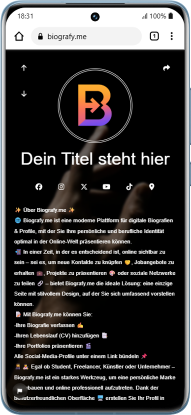 Screenshot von Biolink-Seitenbeispielen