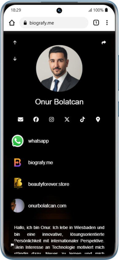 Screenshot von Biolink-Seitenbeispielen